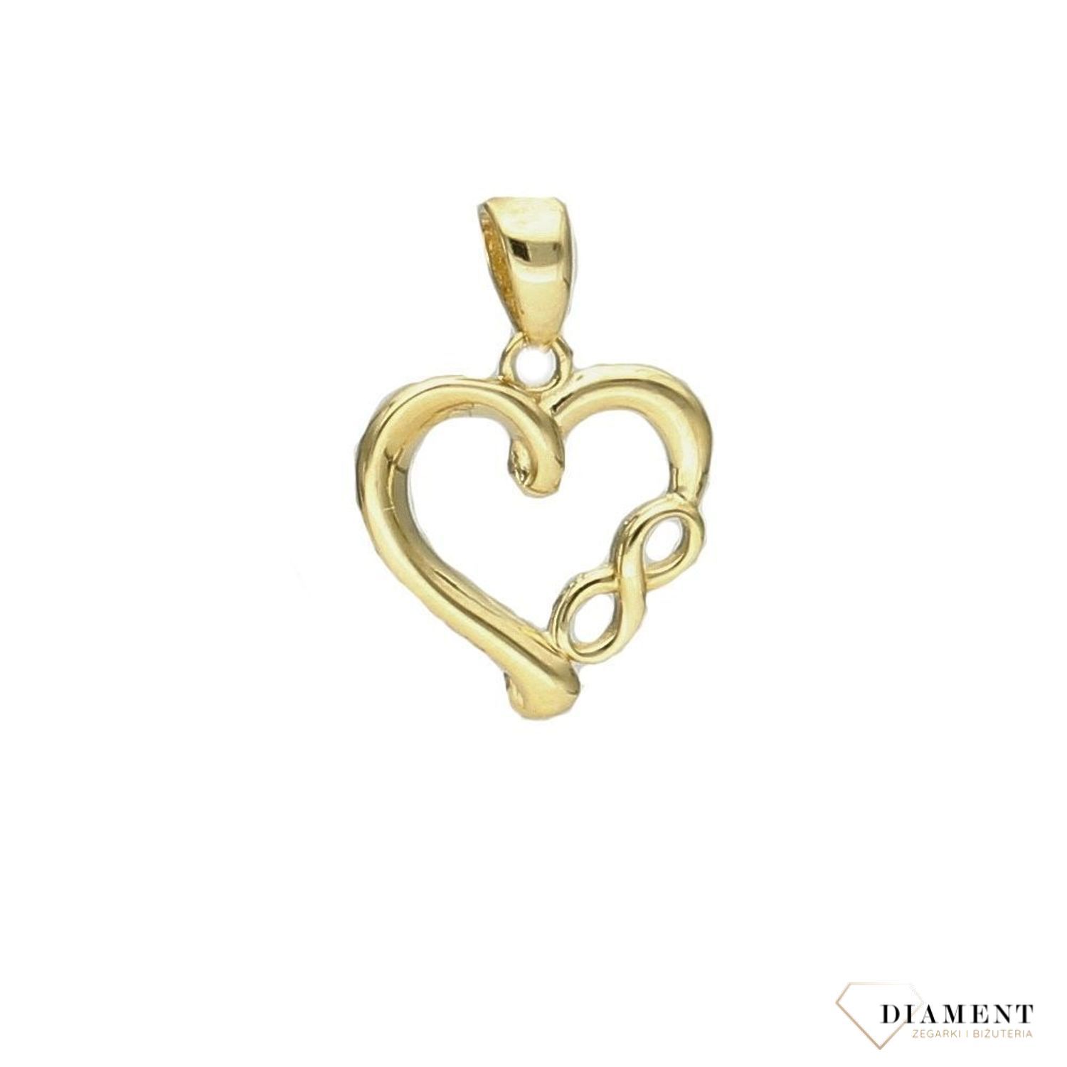 Złota zawieszka serce ze znakiem nieskończoności  ZA 2851B.jpg